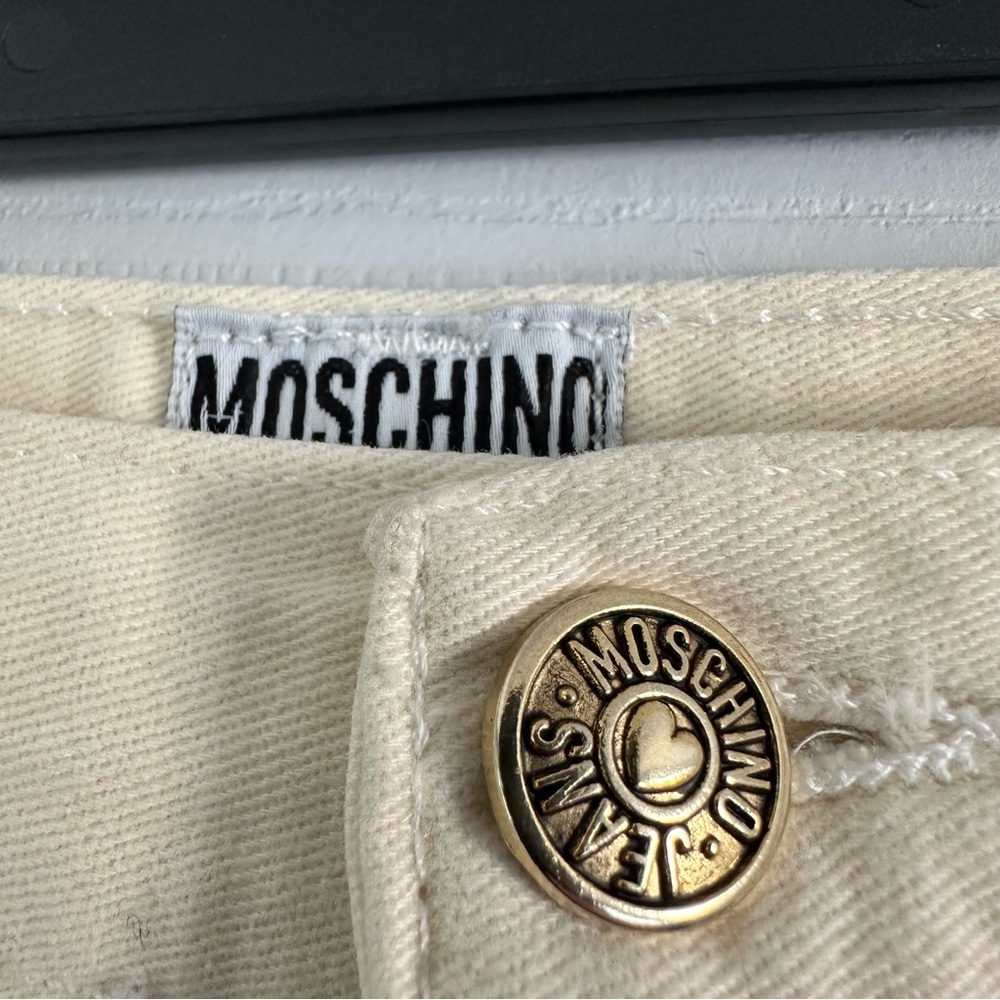Size 32 Moschino Jeans Women’s Vintage Beige Straight Leg Pants Y2K Italy - Picture 5 of 9